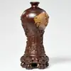 Ornamento de Vaso Esculpido em Ébano para Sala de Estar em Casa, Decoração de Arranjo de Flores Novo Estilo Chinês, Presente para Casa Nova, Artesanato em Mogno