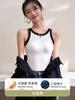 Camisola feminina interna contraste preto e branco cor verão sutiã com bojo peça única para usar por cima costas bonitas top base