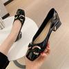 Zapatos de tacón alto para mujer, estilo nuevo de verano 2026, charol, boca poco profunda, tacón grueso, punta cuadrada, modernos, retro, Mary Jane