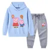 Primavera y Otoño 2023 nueva ropa infantil transfronteriza suéter con capucha para niños pantalones conjunto de dos piezas bebé algodón manga larga