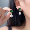 Brincos de pérolas com folhas de ginkgo frescas em estilo japonês e coreano, brincos de prata 925, joias da moda, com personalidade e agulhas