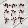 Estilo Ins para Niña Serie Única y Versátil Borgoña Profundo Colgante de Lazo Accesorios para Pendientes y Collares DIY