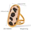 Anillo Abierto de Acero Inoxidable con Estampado de Leopardo, Tendencia Retro, Mismo Estilo que Ins, Nicho Elegante, Chapado en Oro de 18 Quilates, Anillo que No se Desvanece para Mujer