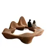 Silla de Camello de Madera con Forma Irregular, Silla de Ocio para Centro Comercial, Taburete Creativo de Asiento de Madera Maciza, Silla de Madera de Descanso Pública para Exteriores