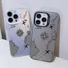Funda de teléfono náutica en blanco y negro, moderna y elegante, para iPhone 18pm, con un diseño simple de ruta de avión y ofreciendo protección contra caídas