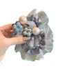 Lazo para el pelo de perlas con malla azul, anillo para el pelo de malla, accesorio para el pelo elástico de alta gama, cuerda para el pelo de coleta alta, accesorio para el pelo tipo scrunchie