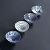Taza de té cerámica sombrero maestro taza de té pintada a mano té individual taza de té japonés azul y blanco porcelana taza de té juego de té kung fu cuenco de té al por mayor