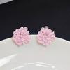 Corea del Sur Flor Camelia Blanca Nicho Lujo Ligero Elegante Simple Lindo Pendientes con Alto Sentido del Diseño