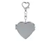 Llavero de Metal con Forma de Corazón DIY Espejo Pequeño Colgante con Logo de Resina Accesorios DIY Espejo de Maquillaje Mini Portátil
