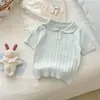 Camisa de punto de estilo preppy de moda con cuello polo, top versátil para el verano, versión coreana, camisa de punto de moda para niños