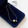 Collar Colgante de Perla Única y Circonita Plateado para Otoño e Invierno para Mujer, Sencillo y Lujoso, Cadena de Suéter de Alta Gama, Accesorio Elegante