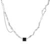 Colar Zircônia Preta Geométrico Feminino Estilo Coreano Moda Indústria Pesada Elegante Corrente Irregular para Clavícula Hip Hop Casais Corrente de Lã