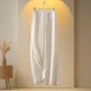 Pantalones Anchos de Lino Tencel Color Verde Militar para Mujer, Nuevo Estilo Verano 2026, Pantalones Rectos Casuales Delgados Muy Elegantes