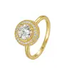 Anel de Moda Tendência Personalizado Mais Vendido no Exterior Banhado a Prata S925 com Ouro Branco 18K e Incrustado com Moissanita de 1 Quilate Joias Personalizadas