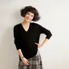 Suéter de cachemira suave de alta gama listo para usar para mujer, nueva colección otoño e invierno, cuello de color caramelo, capa base tejida de moda
