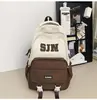 Mochila de Ombro com Estampa de Letras para Alunos do Ensino Fundamental, Grande Capacidade, Casual e Versátil, Adequada para Alunos do Ensino Médio e Superior, Mochila para Computador Unissex Tendência