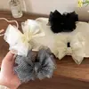 Grampo de cabelo com laço xadrez de rede para mulheres, prendedor de coque, versátil e estiloso, adiciona um toque de elegância, novo acessório de cabelo