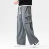 Pantalones Holgados Trendy con Cordón para Hombre Otoño Bolsillos para Hombre Pierna Recta Pantalones Cargo Deportivos para Hombre Venta al por Mayor