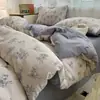 Conjunto de Roupa de Cama Jacquard de Linho Original Classe A, Quatro Peças, Tamanho Solteiro/Casal, Estilo Vintage, Capa de Edredom Espessa, Lençol de Cama, Conjunto de Três Peças para Dormitório