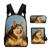 2020 Nuevo Producto Husky Tela Oxford Moda para Hombres y Mujeres Mochila Estampada en 3D Set