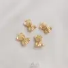Colgante de Oso Estéreo Brillante de Oro Real Recubierto de Cobre 14K que Conserva el Color Joyería Colgante para Pulsera DIY Collar Colgante