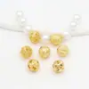 Cuentas de Sandía Cobre Puro Chapado en Oro Real 18K Cuentas Huecas Rayadas Cuentas Redondas Cuentas Doradas Cuentas Espaciadoras Cuentas para Pulsera D139B