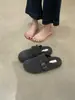 Zapatos Birkenstock de Suela Gruesa, Medias Zapatillas con Puntera para Mujer, Nuevas Zapatillas de Lana de Algodón Gris Perezoso Otoño e Invierno 2025