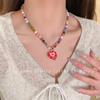 Collar con Colgante de Amor con Esmalte de Dopamina Colorido para Mujer Estilo Dulce Cool Spice Girl Cadena de Clavícula con Cuentas Accesorios Cadena para el Cuello Clavícula