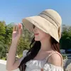 Chapéu de Pescador Elegante com Laço Novo Estilo Japonês Proteção Solar Ampla Aba Mostrando o Rosto Chapéu de Sol Pequeno Feminino para Exterior