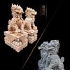 Processamento Atacadista de Par de Unicórnios Esculpidos em Pedra, Exposição de Abertura de Porta de Empresa de Ornamentos e Artesanatos de Unicórnios de Pedra de Mármore Branco