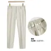 Marca de moda de verão calça cropped lisa de cor sólida masculina calça social afunilada sem necessidade de passar calça casual skinny slim fit estilo coreano