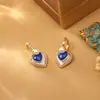 Pendientes Retro de Corazón Azul con Tendencia Nacional, Modernos y Personalizados, Pendientes de Uso Múltiple, Lujo Accesible y Pendientes de Concha de Gama Alta para Mujer