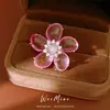 Pendientes de Flor Rosa para Mujer Sin Agujeros, Incrustados con Circonita, Estilo Coreano Dulces y Únicos Pendientes de Nicho, Pendientes de Lujo Ligero y de Alta Gama