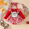 Mono Triangular de Manga Larga para Bebé Navideño Vestido Falso de Hilo Mono de Hombre de Jengibre Navideño con Broches Otoño e Invierno