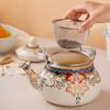 Tetera de Esmalte Engrosado, Hervidor de Agua, Cocina de Inducción, Cafetera para Té de la Tarde Francés, Tetera de Flores Retro, Olla para Medicamentos