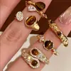 Anillo Dorado Maillard Transfronterizo Han Zhi Shang para Mujer Anillo de Dedo Índice Ajustable Otoño/Invierno Anillo Apilable de Lujo Discreto