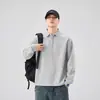 Camisa polo para hombre, camiseta de manga larga, cuello camisero de primavera y otoño para hombre, color liso, capa base de verano de peso pesado, sudadera casual versátil para hombre