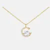 Colar Gato Brincando de Esconde-Esconde Lua Moda Feminina Luxo Leve Corrente para Clavícula de Verão Estilo Coreano Feminino Fofo Estrela Lua Gatinho Colar