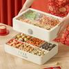 Caja de Dulces Estilo Nuevo 2025 Hogar a Prueba de Polvo Jaula Dividida Melón y Nueces Almacenamiento de Dulces Snack con Tapa