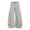 Pantalones de Color Sólido con Diseño Simple de Pliegues de Pierna Ancha tipo Cimitarra para Hombre, Nuevo Estilo Primavera Adelgazantes Sueltos Casuales Largos para Parejas, Modernos para Mujer