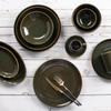 Plato Plano de Cerámica Esmaltada Color Musgo Creativo Retro Americano Vajilla Taza de Café para Bistec Occidental Tazas para Arte Latte Cuencos y Platos de Alto Valor