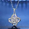 Collar de Plata Pura para Transmisión en Vivo para Mujer Clavícula Joyería Simple Coreana y Japonesa Colgante de Trébol de Cuatro Hojas Completamente Chapado en Plata Regalo para Novia