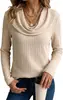 Ropa de otoño/invierno nueva para mujer, europea y americana, transfronteriza: Camiseta casual de punto de moda con cuello barco de manga larga Amazon