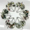 Pendente de Cristal Natural Ágata Cor Colorida Árvore da Vida em Formato de Coração Fio Enrolado com Pedrinhas Árvore da Fortuna Acessórios Ecológicos 30mm