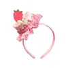 Pastel de Cumpleaños Dulce, Pasador de Fresa, Sombrero Rosa a Cuadros, Accesorios para el Cabello, Ambiente de Fiesta, Accesorios Lindos para Fotos