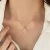 Popular Cadena para Clavícula Rosa de Flor de Cuatro Hojas Estilo Hada de Gama Alta Lujo Ligero Versátil Moda Personalidad Collar para Mujeres