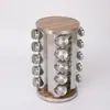 Nuevo estante giratorio para botellas de condimentos de cocina, estante de almacenamiento de especias multifuncional, estante de almacenamiento de cocina de acero inoxidable poroso al por mayor