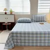 2026 Nuevo Estilo Hilo de Algodón Puro Teñido en Hilo Algodón Lavado Sábana Individual Cuadros Simples Cubre Cama de Algodón Puro Juego de Tres Piezas Ropa de Cama