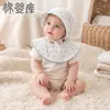 Juegos de Gorro y Babero de Algodón Puro Clase A al por Mayor para Niños y Niñas, Combinación de Gorros y Baberos para Bebés Recién Nacidos