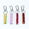 Llavero de Cuerda para Saltar Colorida de 15 cm Anillo Metálico de 3 cm Nudo de Maíz Cuadrado Cuerda Decorativa Tejida a Mano DIY